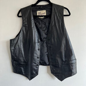 Men's Berman's Leather Vest Black Size 46